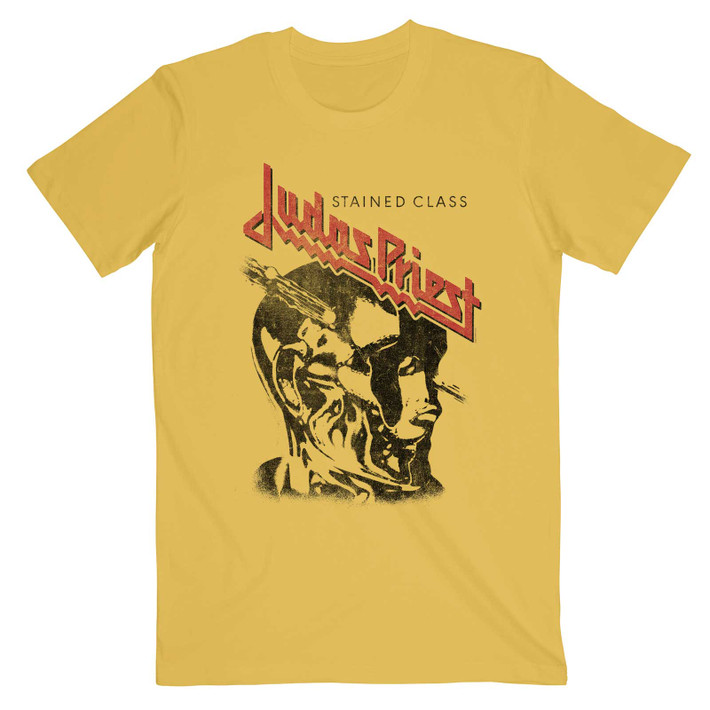 Judas Priest 'Stained Class Vintage Head' (Yellow) T-Shirt