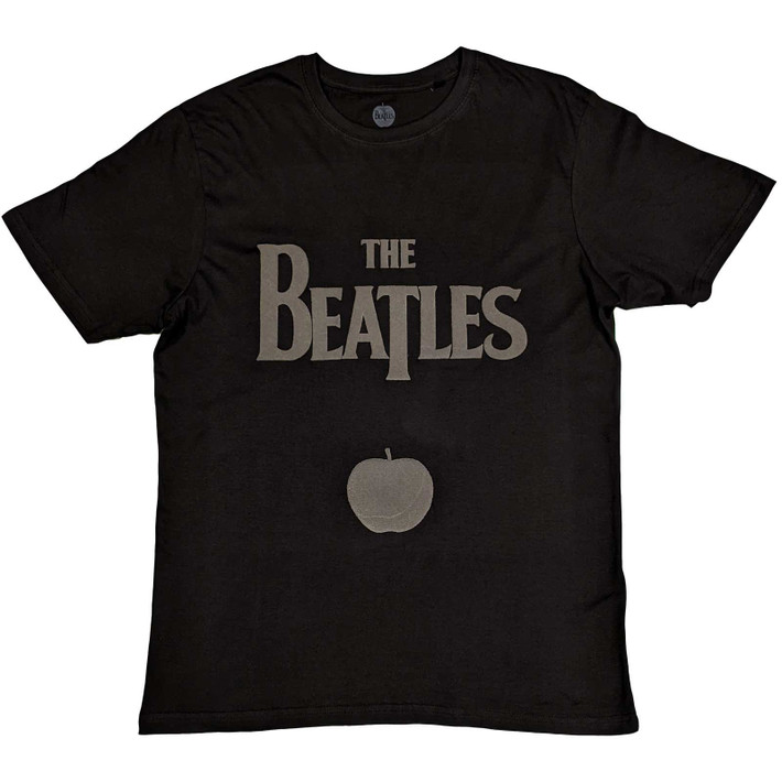 The Beatles 'Drop T Logo & Apple' (Hi Build) (Black) T-Shirt