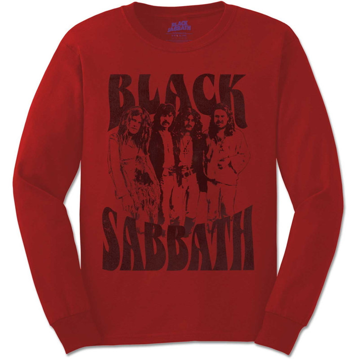 Black Sabbath 'Band And Logo' (Red) Long Sleeve Shirt