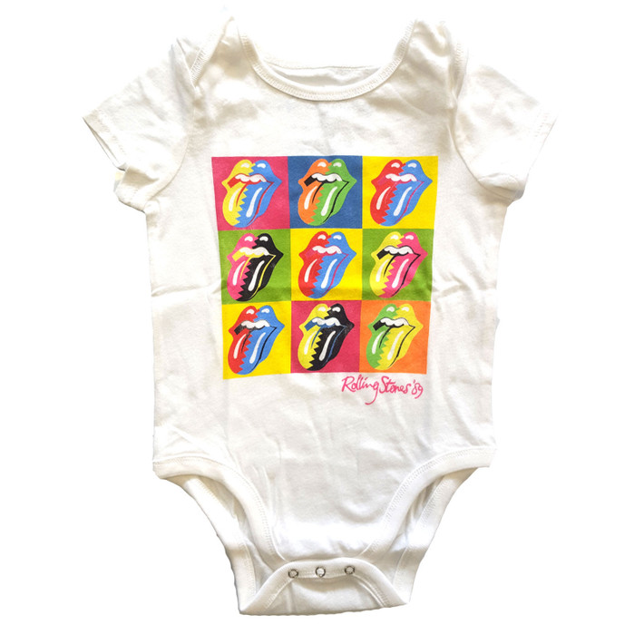 The Rolling Stones 'Two-Tone Tongues' (White) Baby Grow