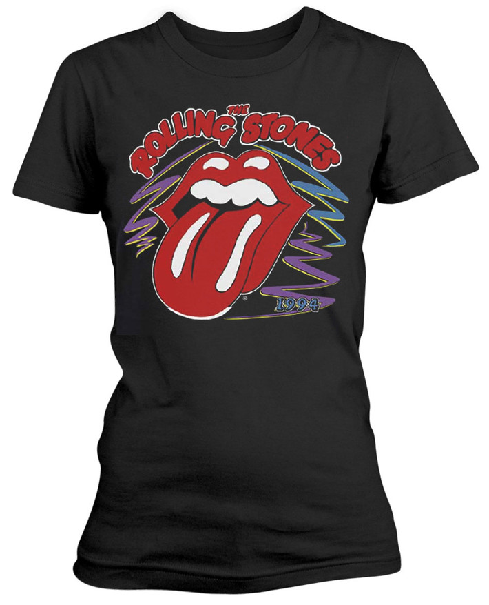 The Rolling Stones '1994 Tongue' (Black) Womens Fitted T-Shirt
