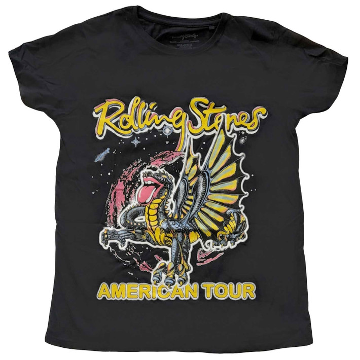 The Rolling Stones 'American Tour Dragon' (Black) Womens Fitted T-Shirt