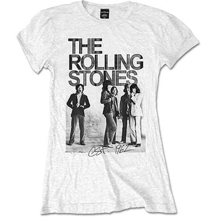The Rolling Stones 'Est 1962 Group Photo' (White) Womens Fitted T-Shirt