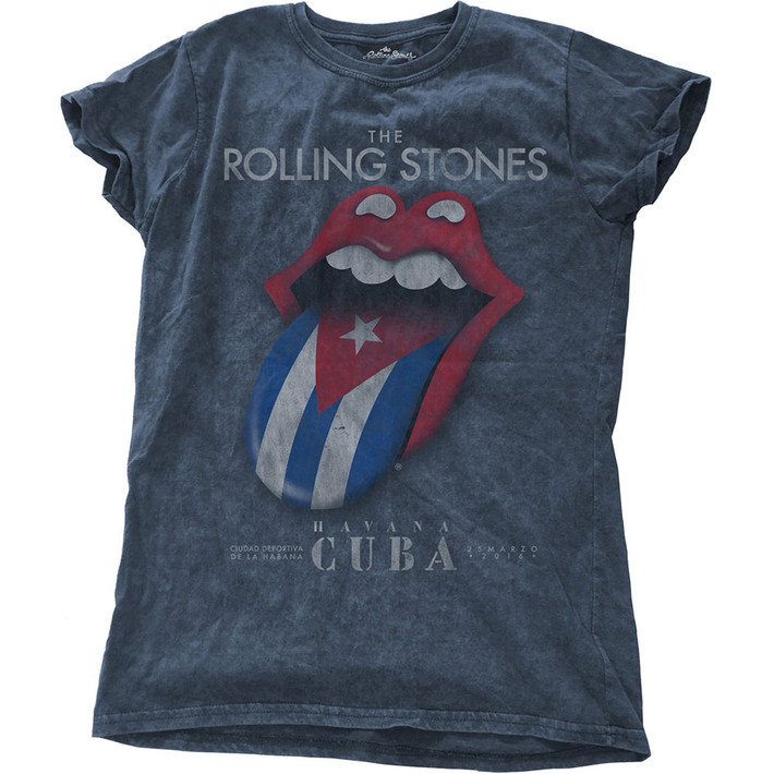 The Rolling Stones 'Havana Cuba' Womens Snow Wash T-Shirt