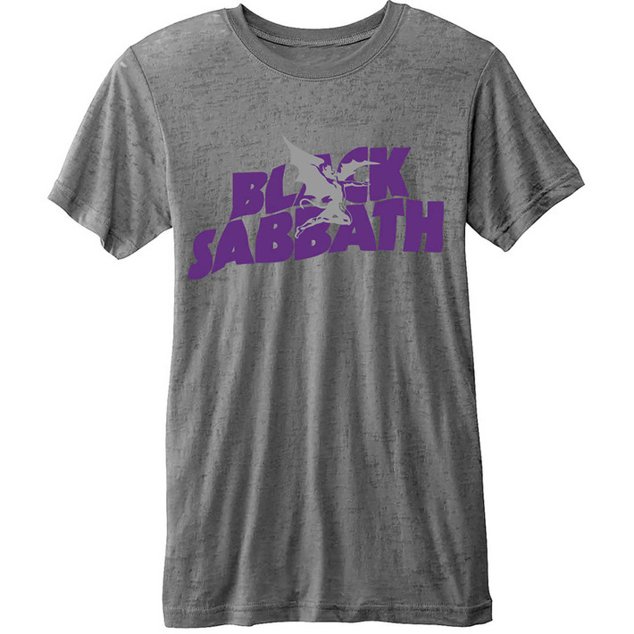 Black Sabbath 'Logo & Daemon' (Grey) Burnout T-Shirt