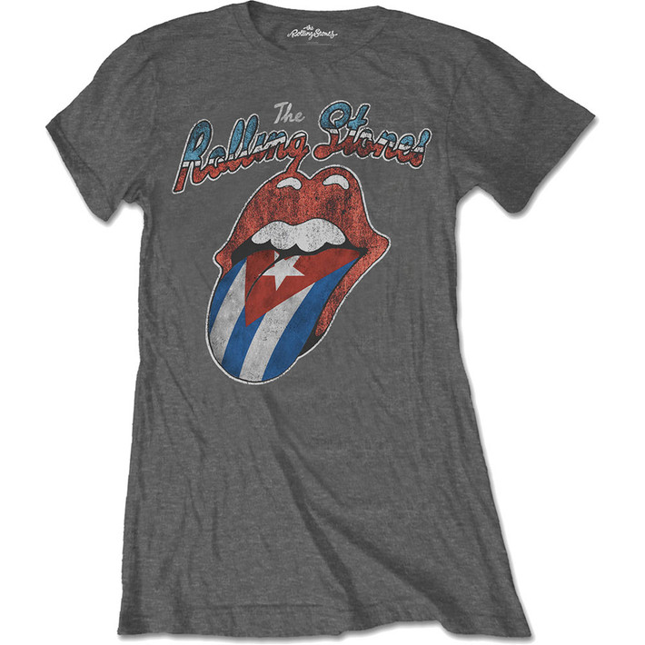 The Rolling Stones 'Rocks Off Cuba' (Grey) Womens Fitted T-Shirt