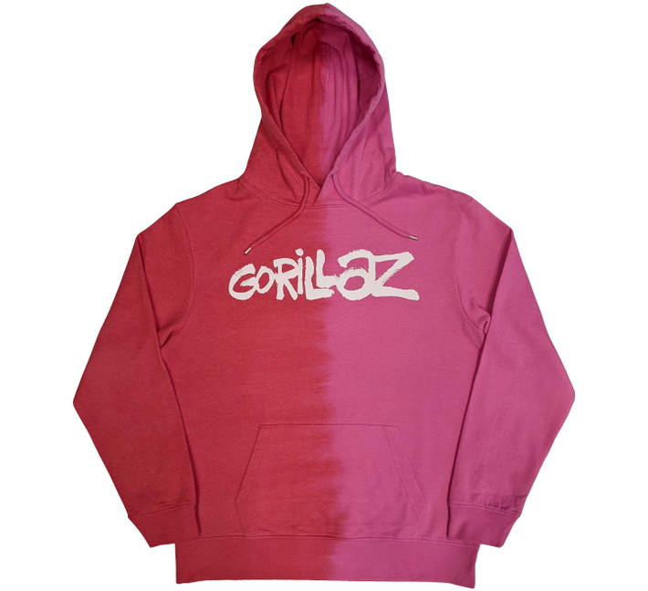 Gorillaz 'Two-Tone Brush Logo' (Pink & Red) Pull Over Hoodie