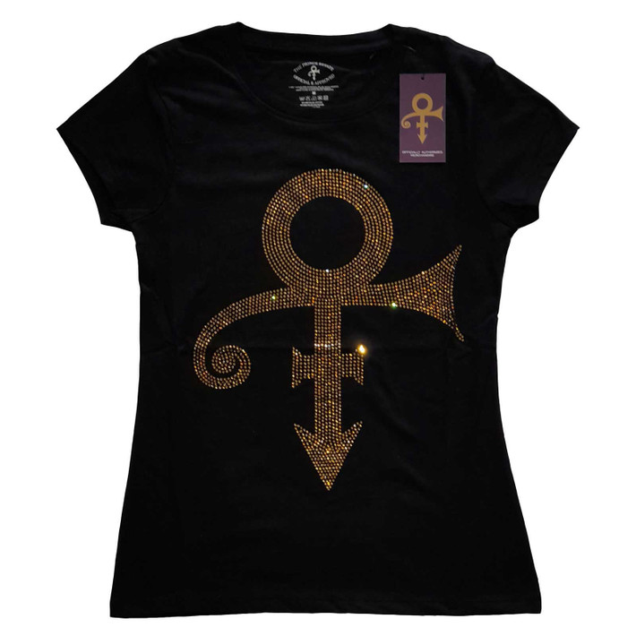 Prince 'Diamante Gold Symbol' (Black) Womens Fitted T-Shirt