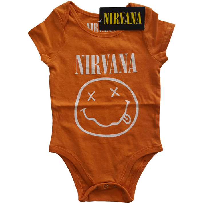 Nirvana 'White Happy Face' (Orange) Baby Grow