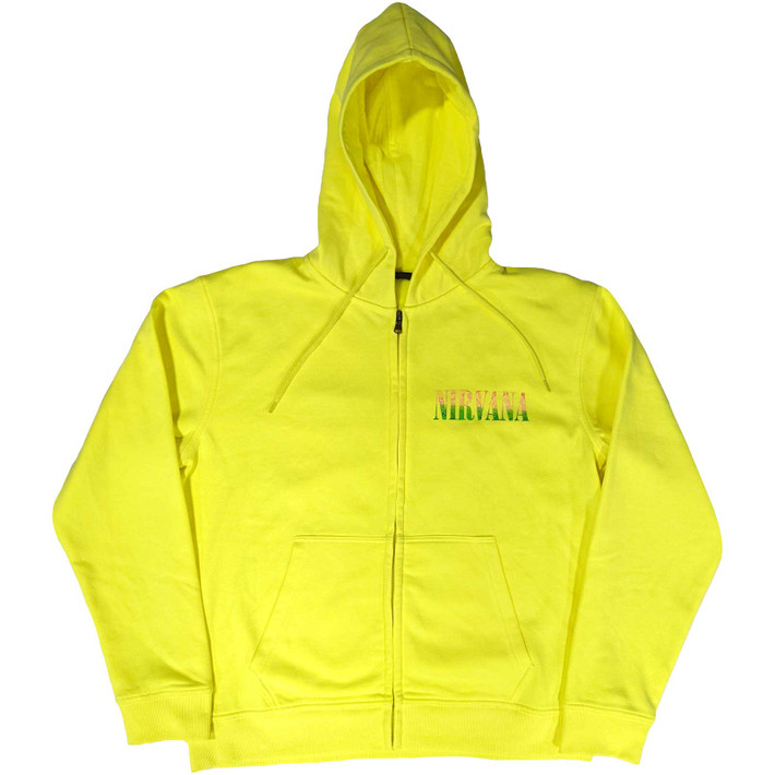 Nirvana 'Sorbet Ray Happy Face' (Neon Yellow) Zip Up Hoodie