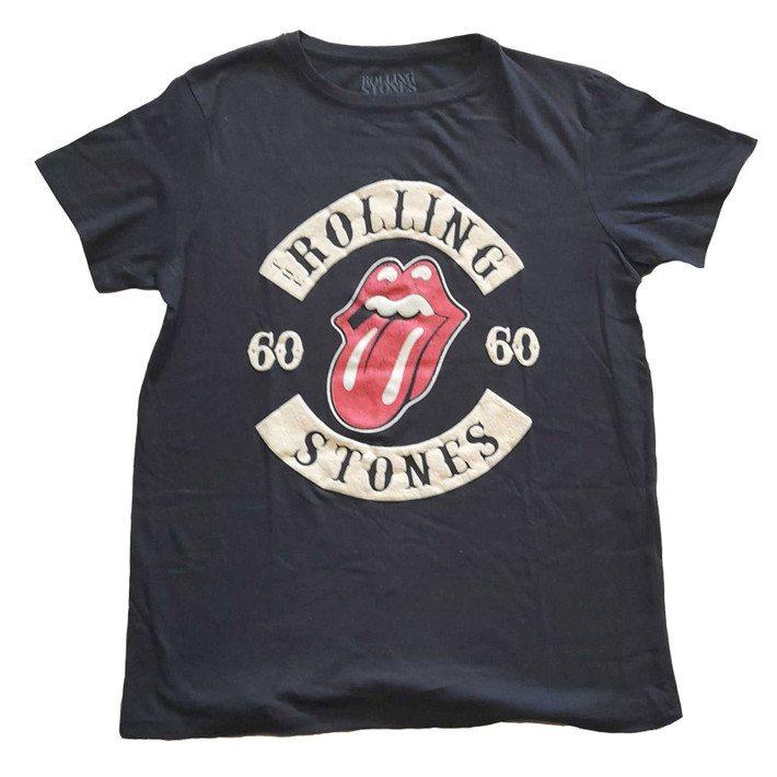 The Rolling Stones 'Sixty Biker Tongue' (Black) Womens Fitted T-Shirt
