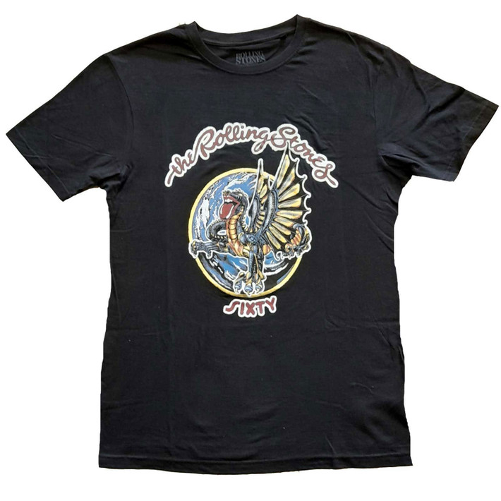 The Rolling Stones 'Sixty Dragon Globe' (Black) Womens Fitted T-Shirt