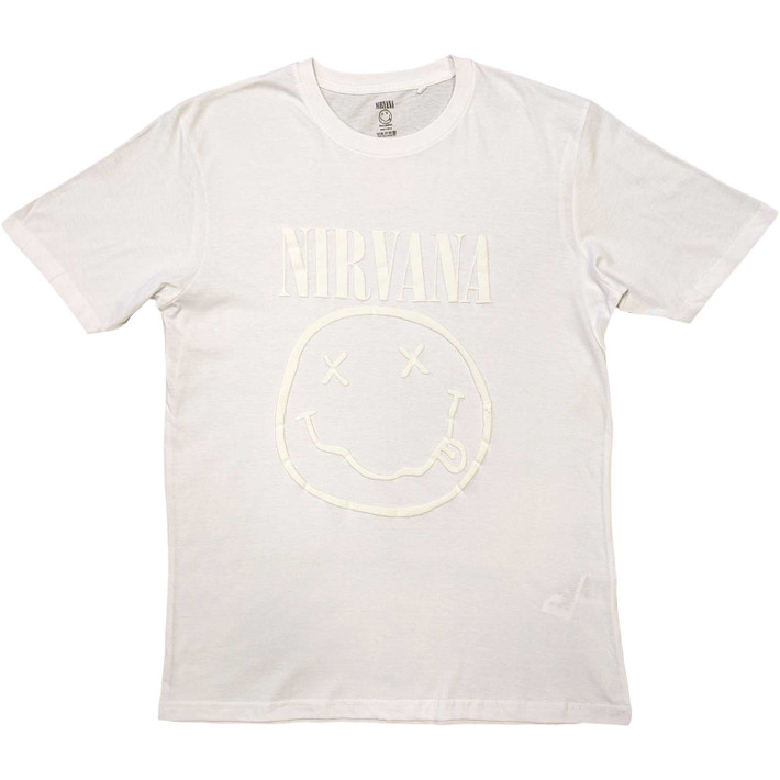 Nirvana 'White Happy Face' (White) Hi-Build T-Shirt