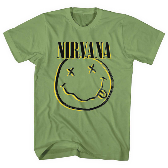 Nirvana 'Inverse Smiley' (Green) T-Shirt | Eyesore Merch