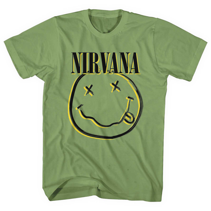 Nirvana 'Inverse Happy Face' (Green) T-Shirt