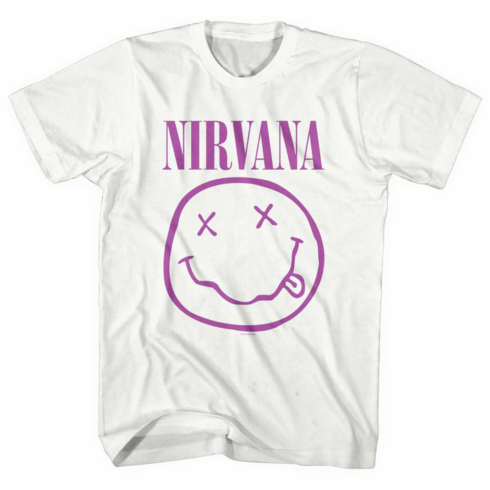 Nirvana 'Purple Happy Face' (White) T-Shirt