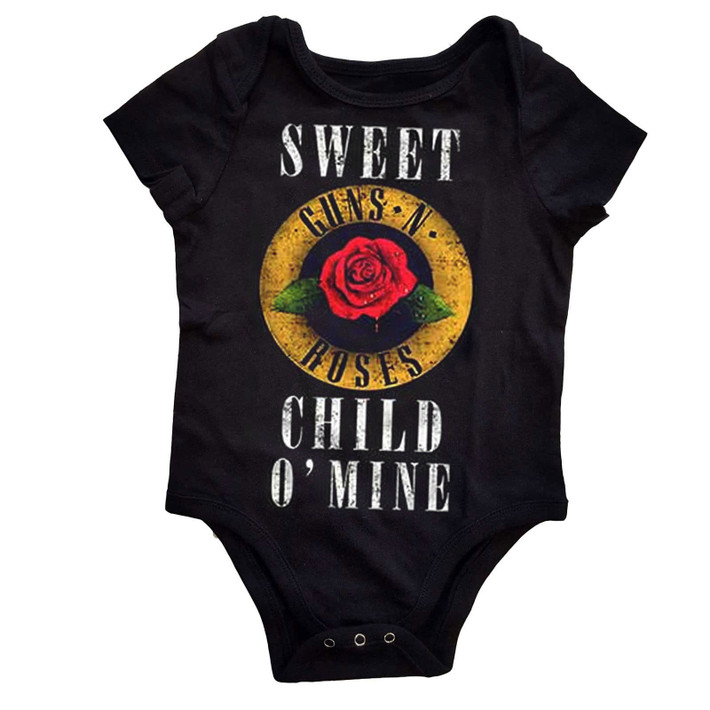Guns N' Roses 'Child O' Mine Rose' (Black) Baby Grow