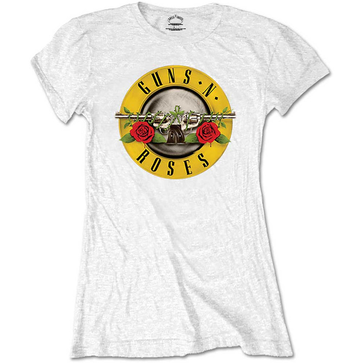 Guns N' Roses 'Classic Logo' (White) Womens Fitted T-Shirt