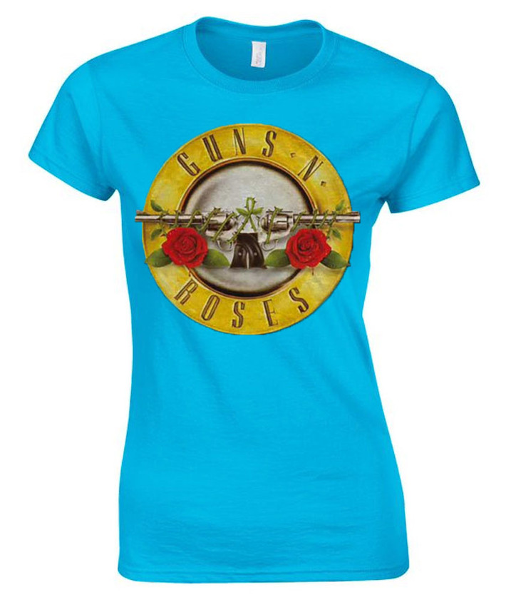 Guns N' Roses 'Classic Bullet Logo' (Blue) Womens Fitted T-Shirt