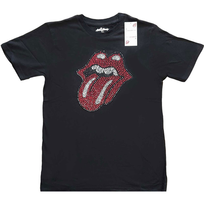 The Rolling Stones 'Classic Tongue Diamante' (Black) T-Shirt