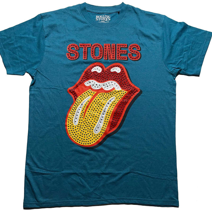 The Rolling Stones 'Dia Tongue Diamante' (Teal) T-Shirt | Eyesore