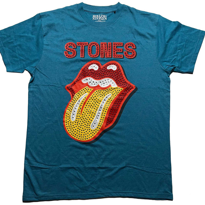 The Rolling Stones 'Dia Tongue Diamante' (Teal) T-Shirt