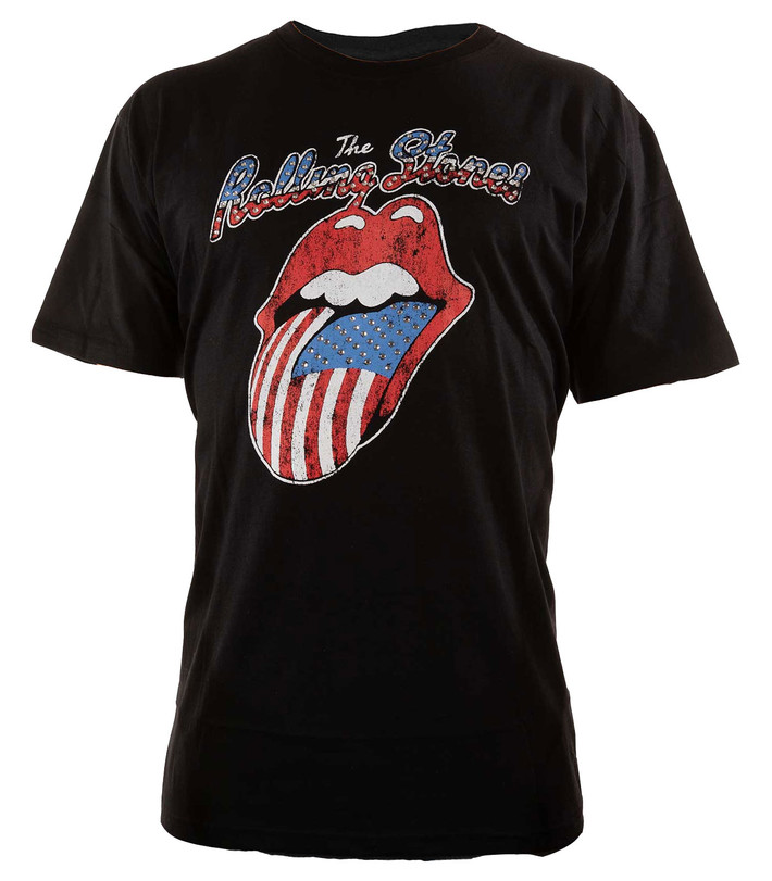 The Rolling Stones 'USA Tongue Diamante' (Black) T-Shirt