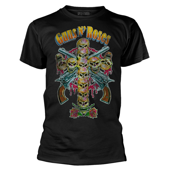 Guns N' Roses 'Skull Cross 80s' (Black) T-Shirt