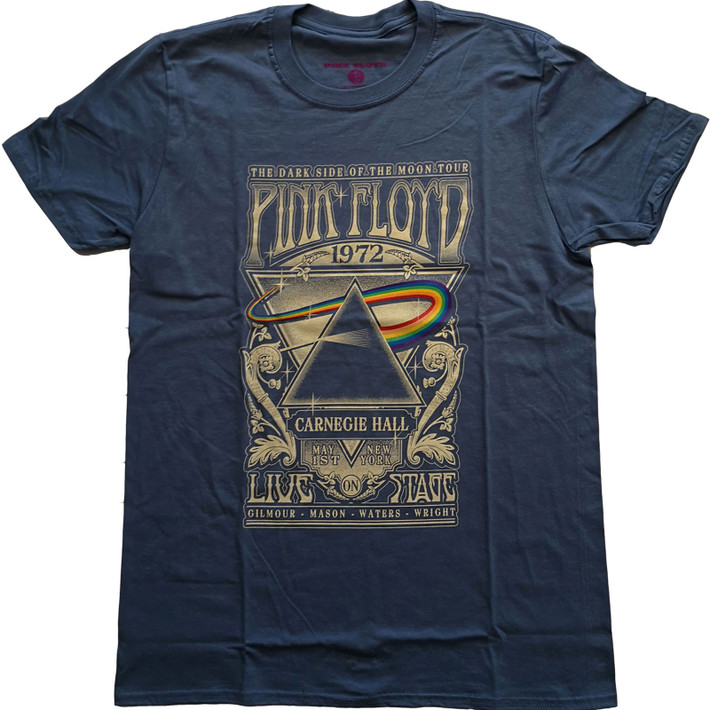 Pink Floyd T-Shirt Uomo - Carnegie Hall Poster, Colore Grigio, Maglietta Manica Corta Ufficiale