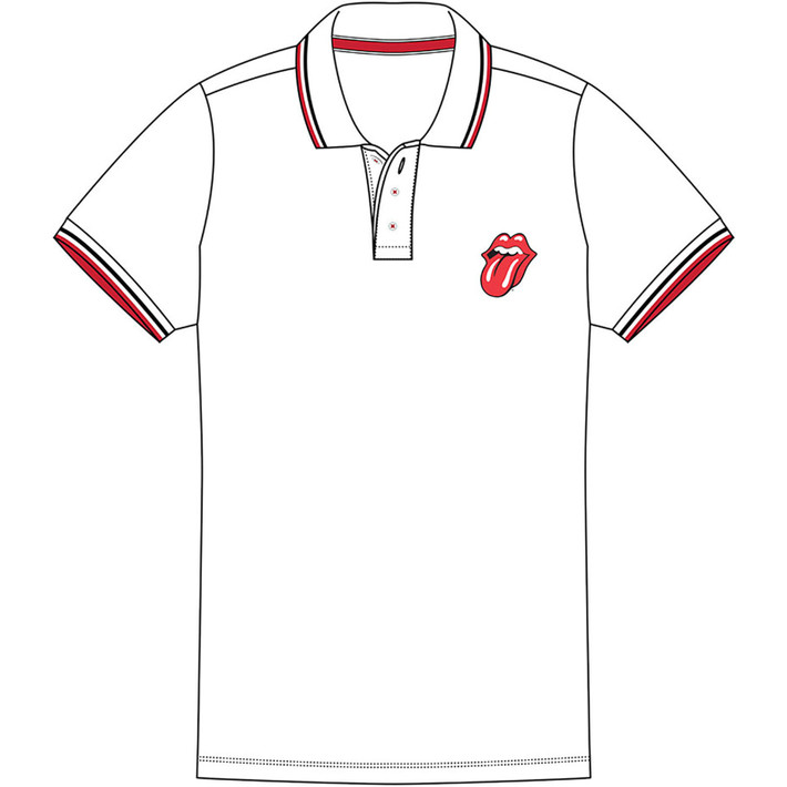 The Rolling Stones 'Classic Tongue' (White) Polo Shirt