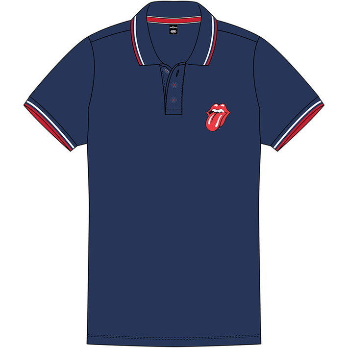 The Rolling Stones 'Classic Tongue' (Navy) Polo Shirt