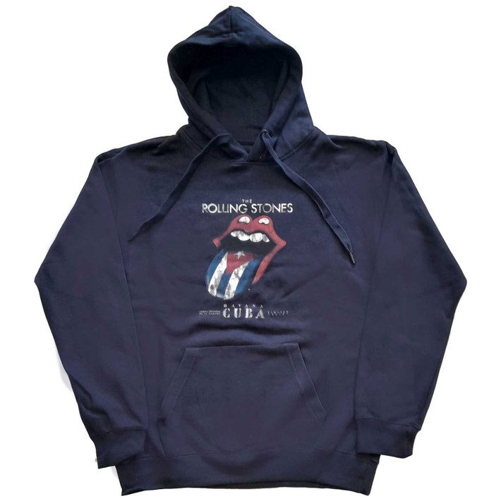 The Rolling Stones 'Havana Cuba' (Navy) Pull Over Hoodie | Eyesore Merch