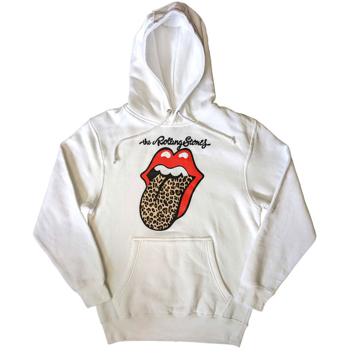 The Rolling Stones 'Leopard Tongue' (White) Pull Over Hoodie