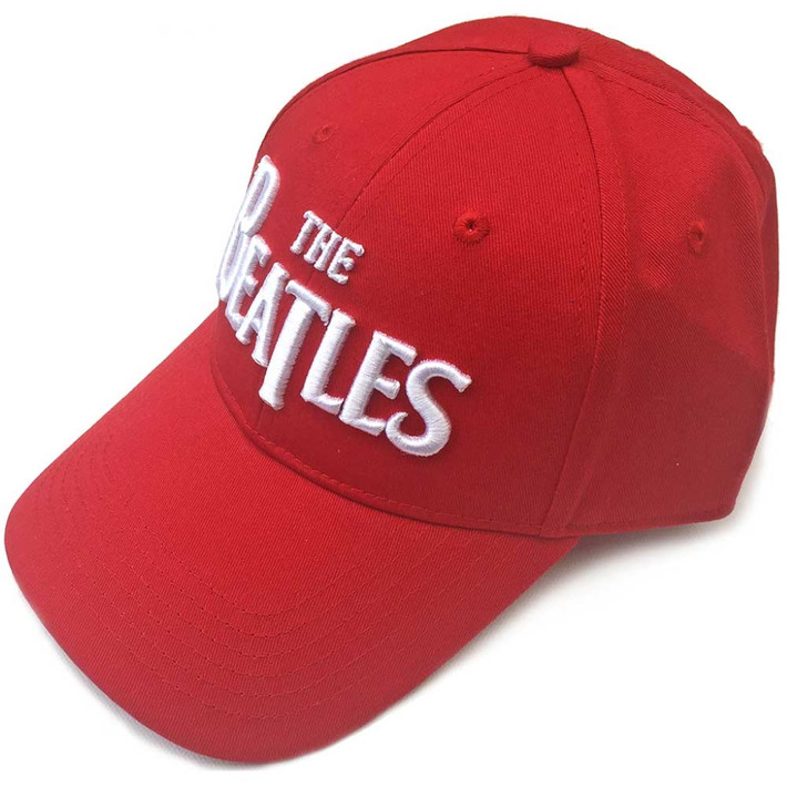 The Beatles 'White Drop T Logo' (Red) Baseball Cap