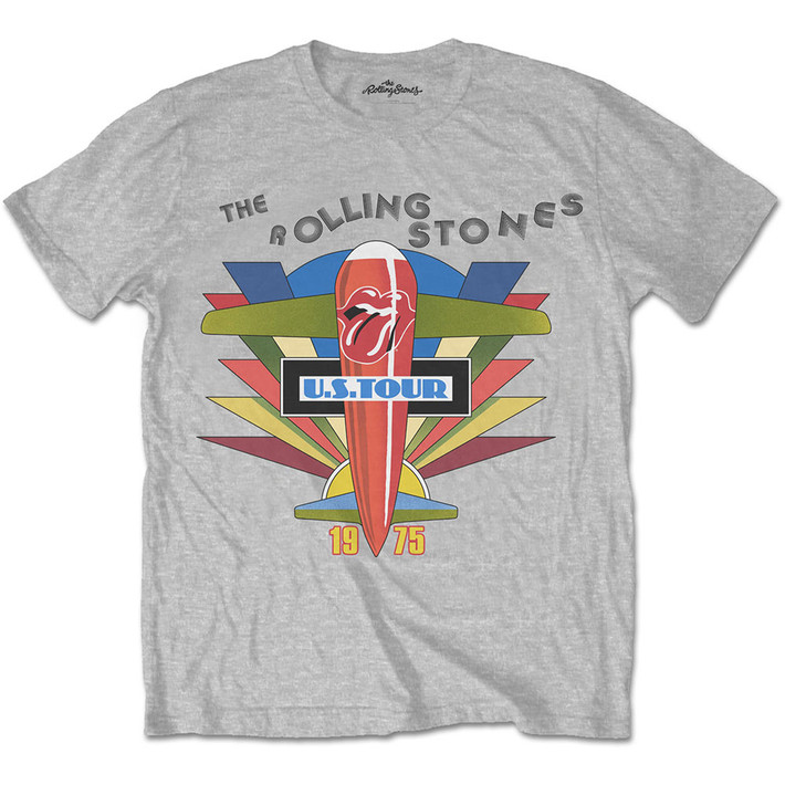 The Rolling Stones 'Retro US Tour 1975' (Grey) T-Shirt