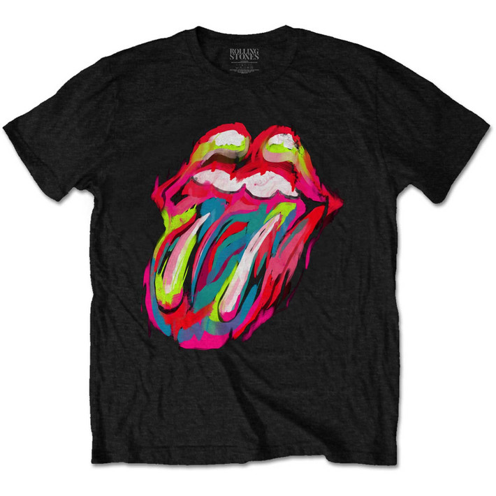 The Rolling Stones 'Sixty Brushstroke Tongue' (Black) T-Shirt