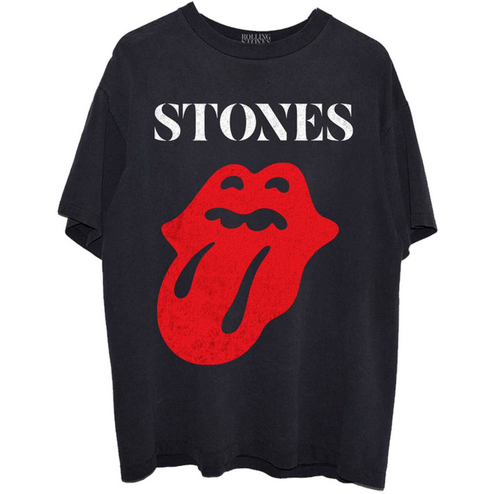 The Rolling Stones 'Sixty Classic Vintage Solid Tongue' (Black) T-Shirt