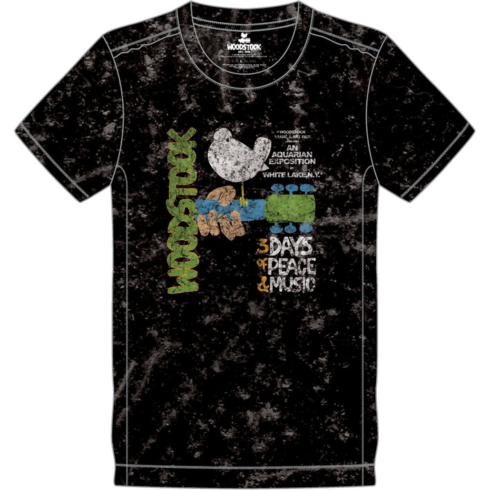 Woodstock 'Poster' (Black) Snow Wash T-Shirt