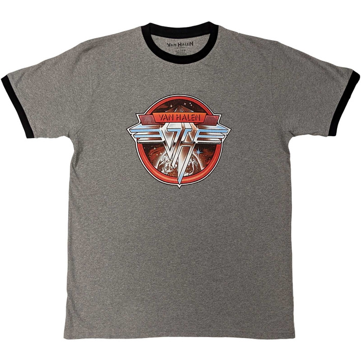 Van Halen 'Circle Logo' (Grey) Ringer T-Shirt