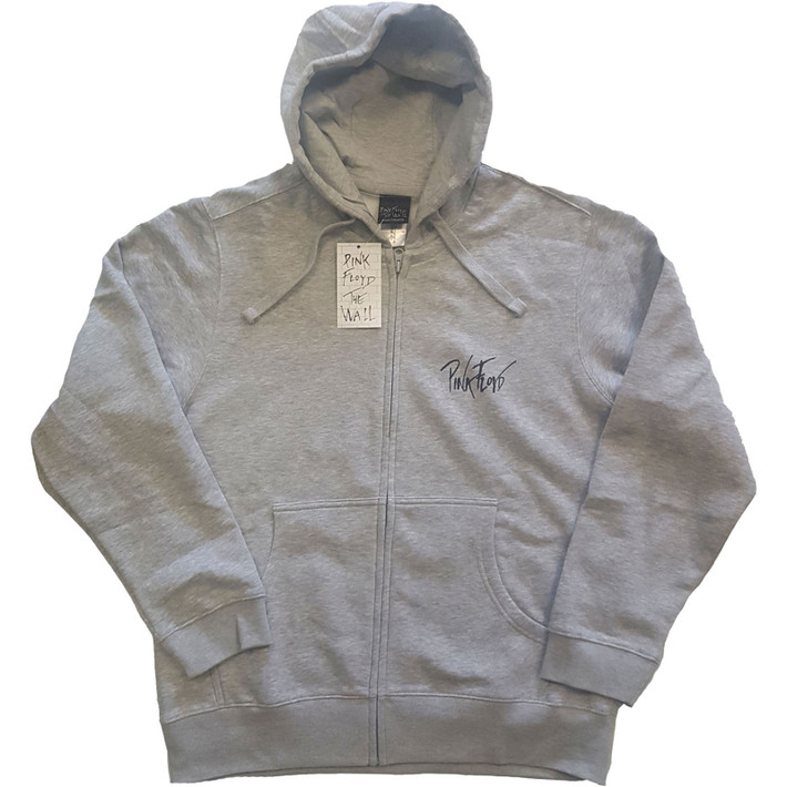 Pink Floyd 'The Wall Faded Hammers Logo' (Grey) Zip Up Hoodie