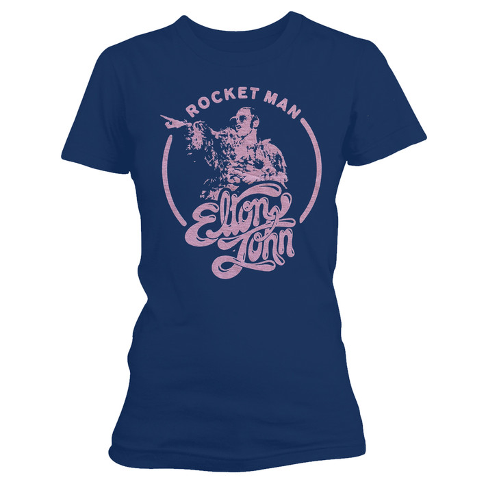 Elton John 'Rocketman Circle Point' (Navy) Womens Fitted T-Shirt