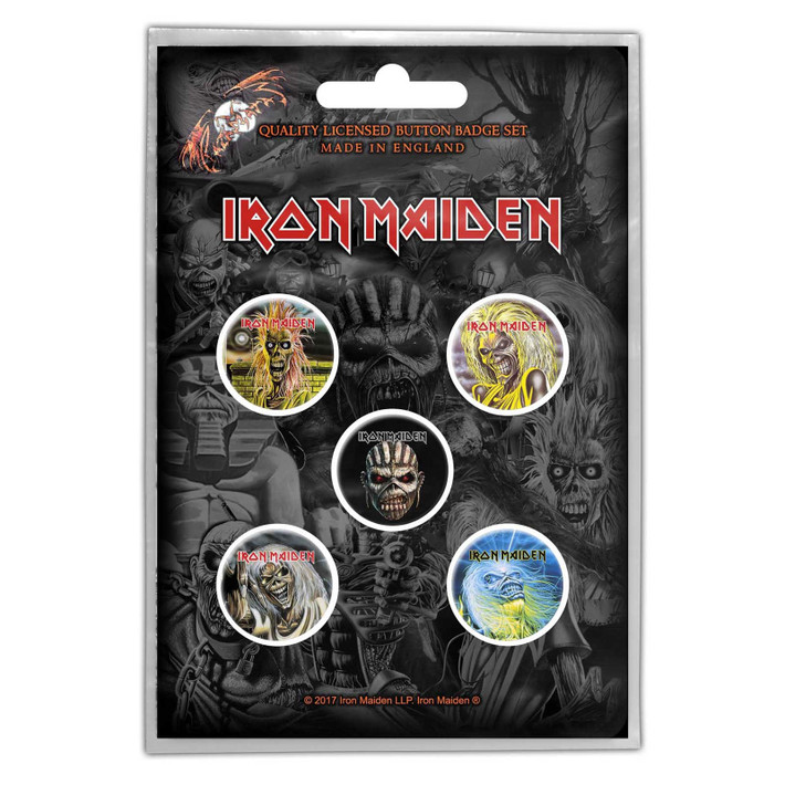 Iron Maiden 'The Faces of Eddie' Button Badge Pack