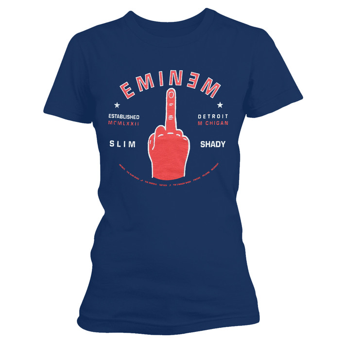 Eminem 'Detroit Finger' (Navy) Womens Fitted T-Shirt