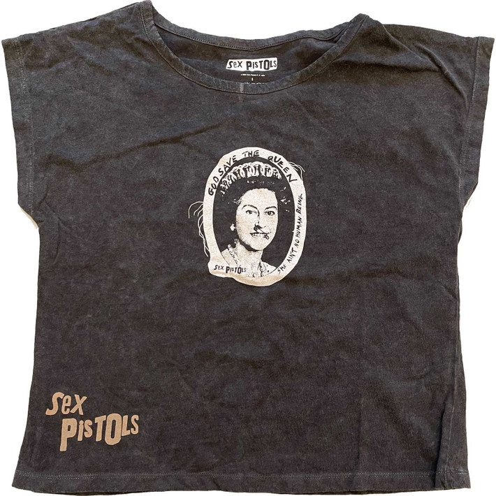 Sex Pistols 'God Save The Queen' (Dye Wash) Womens Crop Top