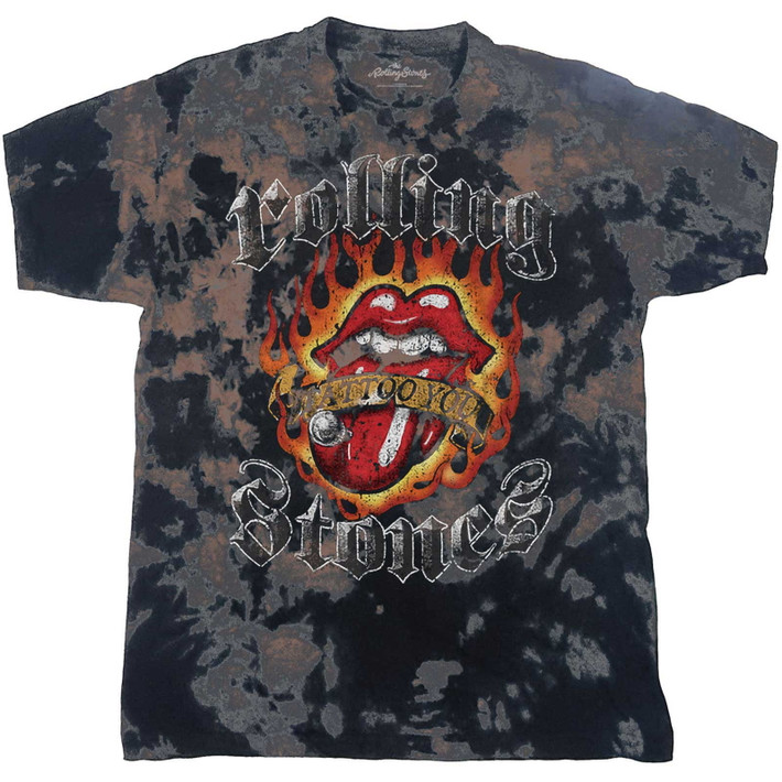 The Rolling Stones 'Tattoo Flames' (Dip-Dye) Kids T-Shirt
