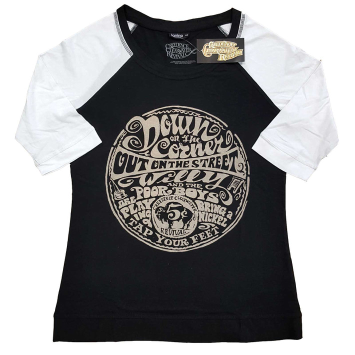 Creedence Clearwater Revival 'Down On The Corner' (2 Tone) Womens Raglan Shirt