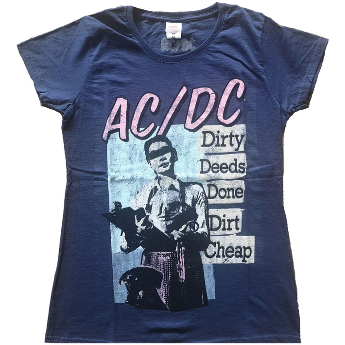 AC/DC 'Vintage DDDDC' (Navy) Womens Fitted T-Shirt