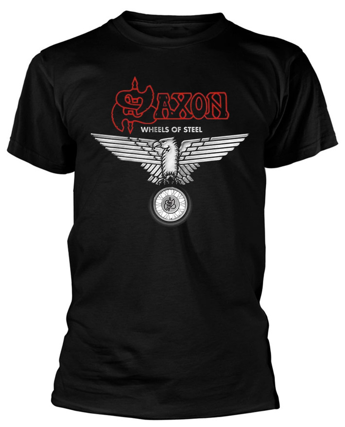 Saxon 'Wheels Of Steel' (Black) T-Shirt Front