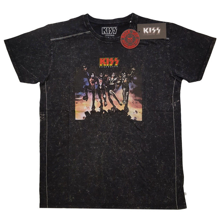 Kiss 'Destroyer' (Black) Snow Wash T-Shirt