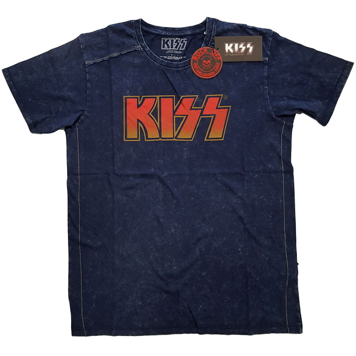 Kiss 'Classic Logo' (Blue) Snow Wash T-Shirt